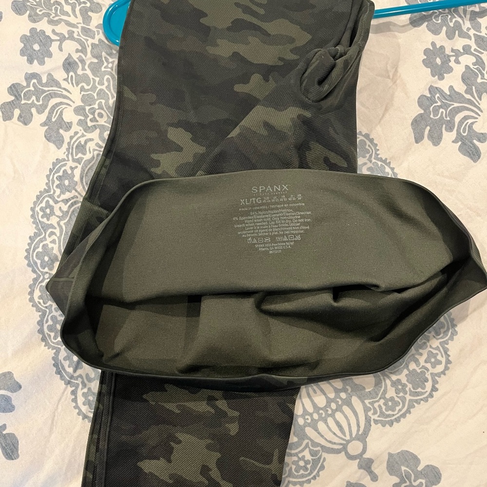 Camo Faux Leather Spanx Leggings - NWOT